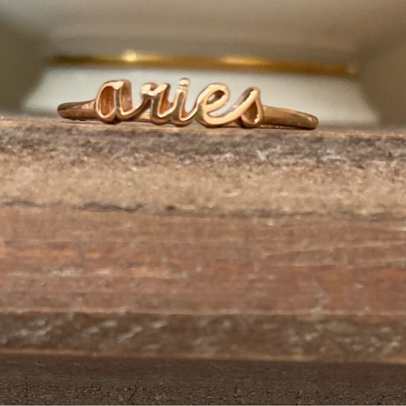 Aries Zodiac Dainty Lightweight Gold Tone Copper Ring - Picture 1 of 11